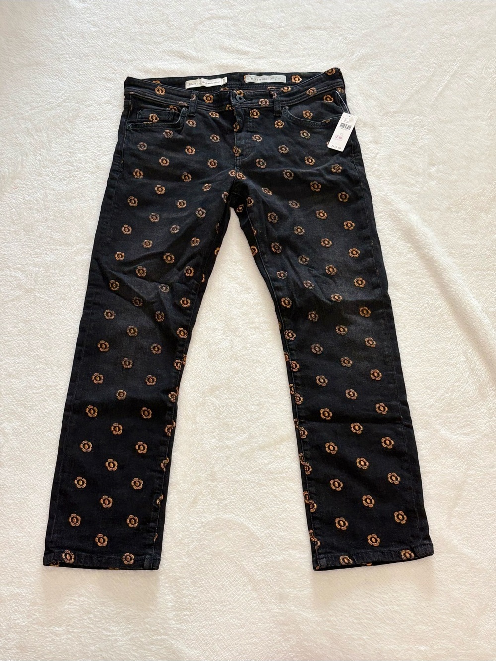 Pilcro Women’s Black Jeans with Brown Floral Print - Picture 2 of 7